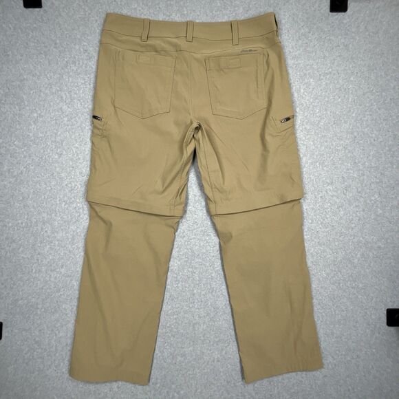 Eddie Bauer First Ascent Pants Mens 38 x 30 Khaki Tan Convertible Nylon Cargo - Picture 2 of 15